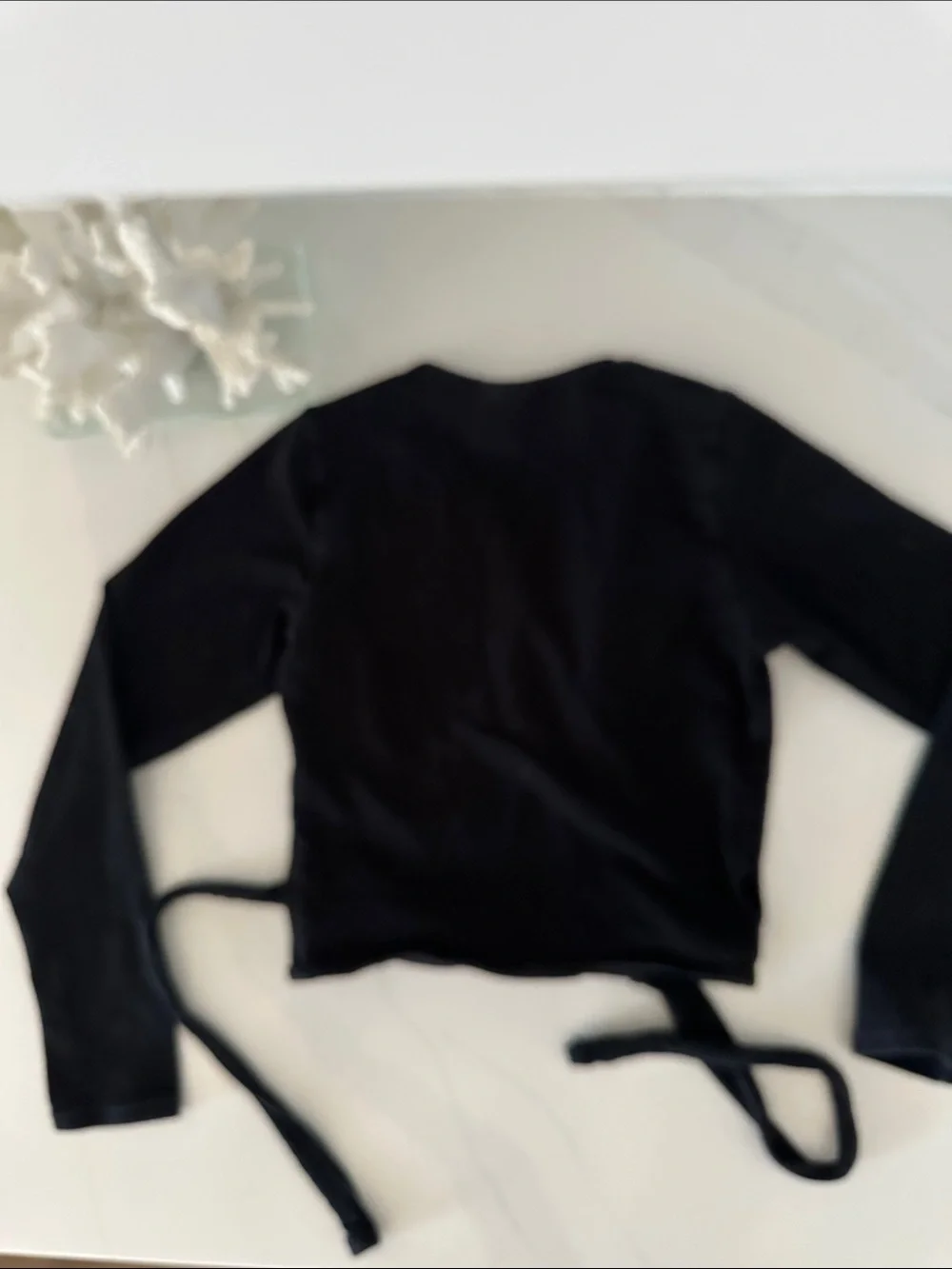 Capezio girls Black ballet Wrap-Front Tie Sweater. Size L.